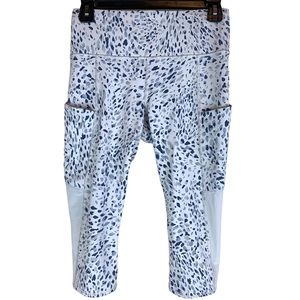 Athleta Spotty All In Crop High Rise Capri Leggings Foggy Grey